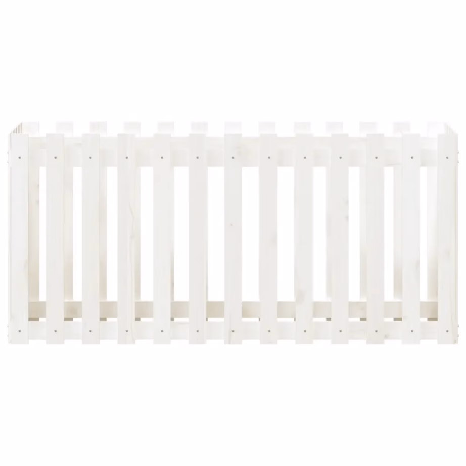 Valge aia disainiga kõrgendatud taimelava, männipuidust, 150 x 50 x 70 cm – 5