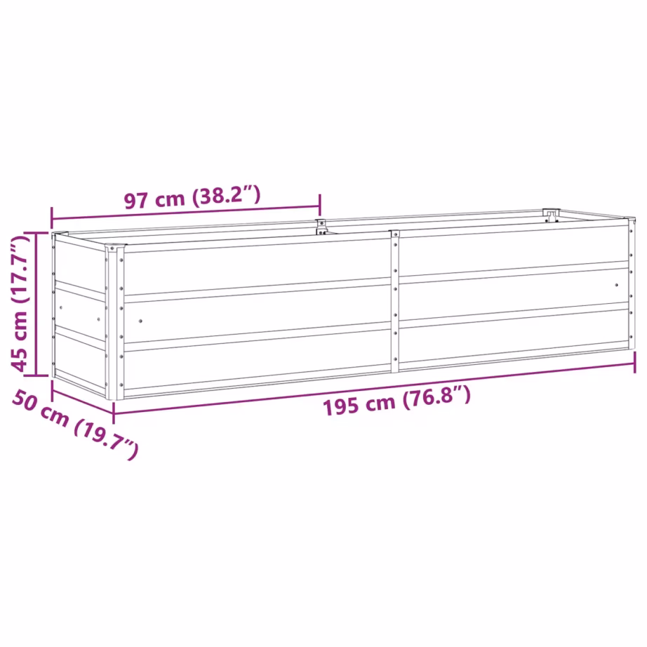 Valge kuumtsingitud terasest taimekast, 480 x 50 x 45 cm – 7