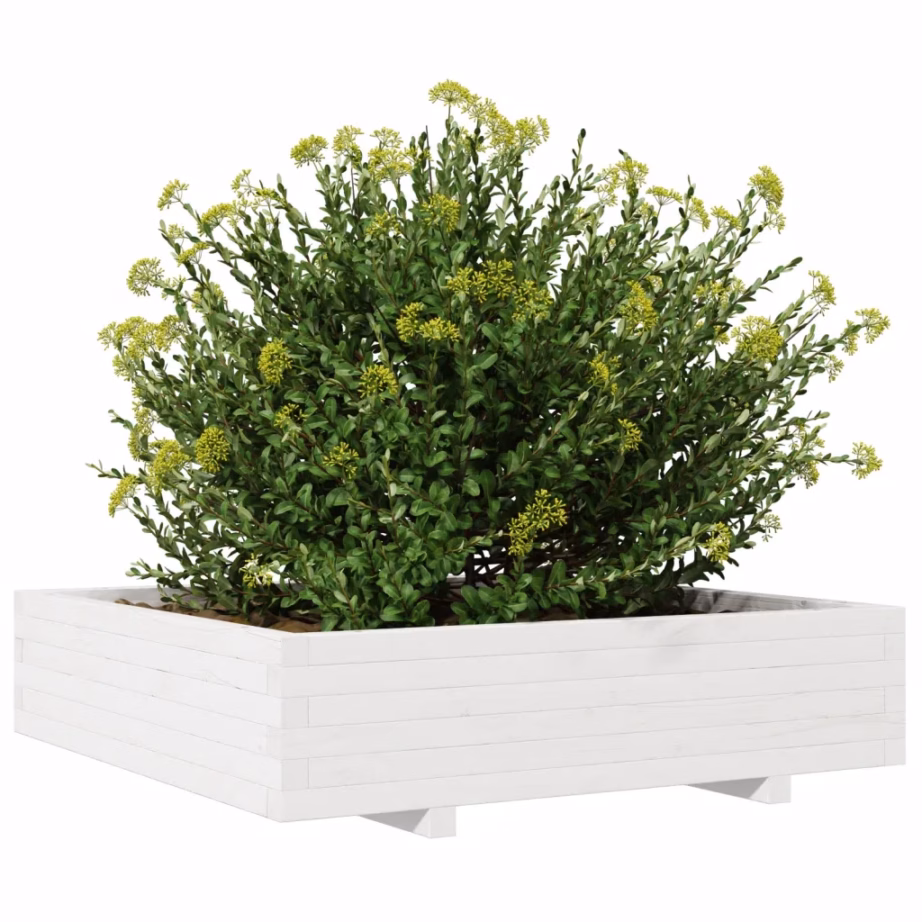 Valge männipuidust aia taimekast, 100 x 100 x 26,5 cm – 4