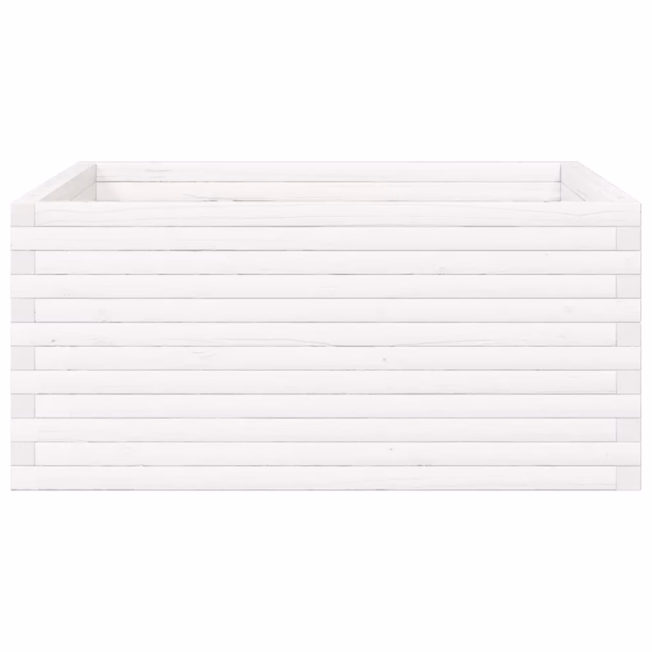 Valge männipuidust aia taimekast, 100 x 100 x 46 cm – 6