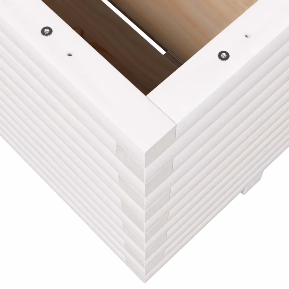 Valge männipuidust aia taimekast, 100 x 100 x 49,5 cm – 8