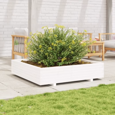 Valge männipuidust aia taimekast, 110 x 110 x 26,5 cm