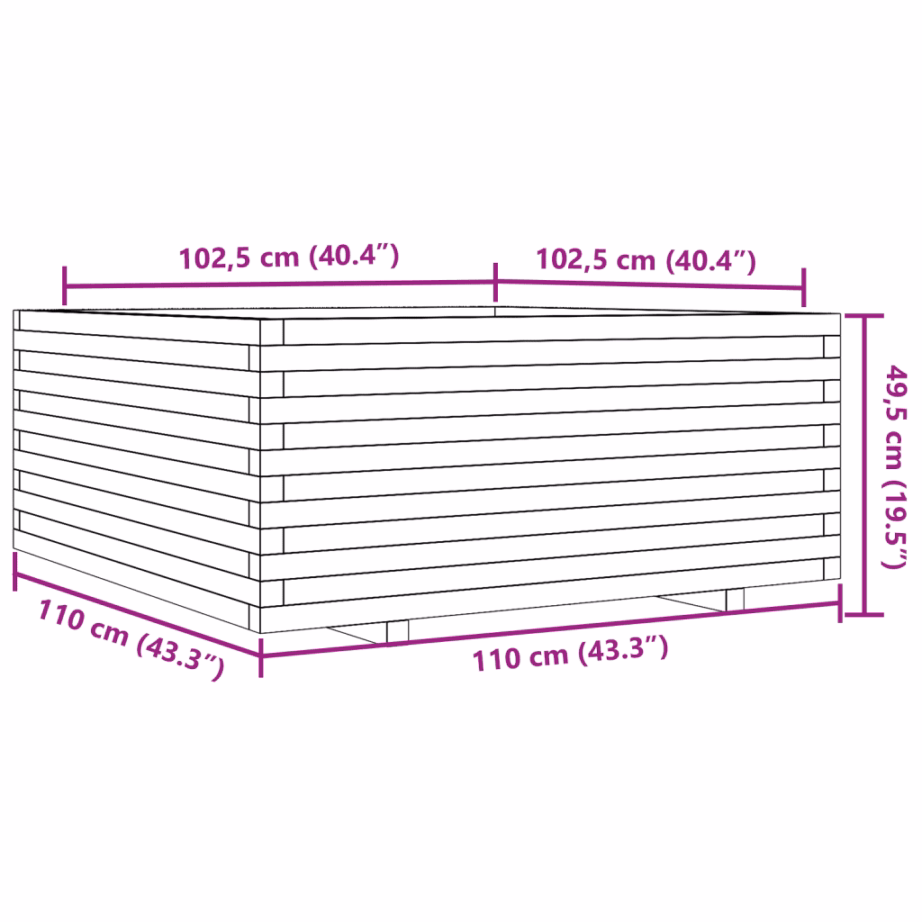Aia taimekast, männipuidust, valge, 110 x 110 x 49,5 cm – 10