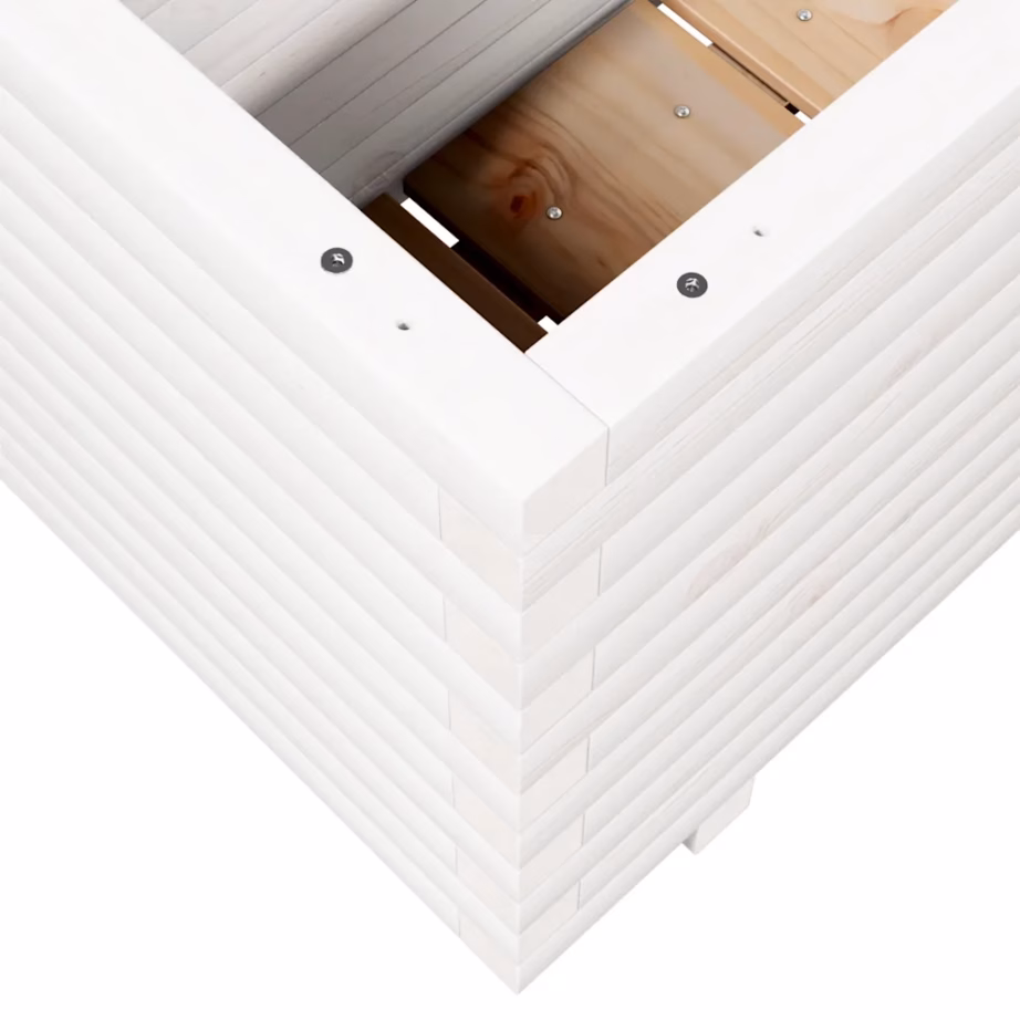 Valge männipuidust aia taimekast, 110 x 40 x 49,5 cm – 8