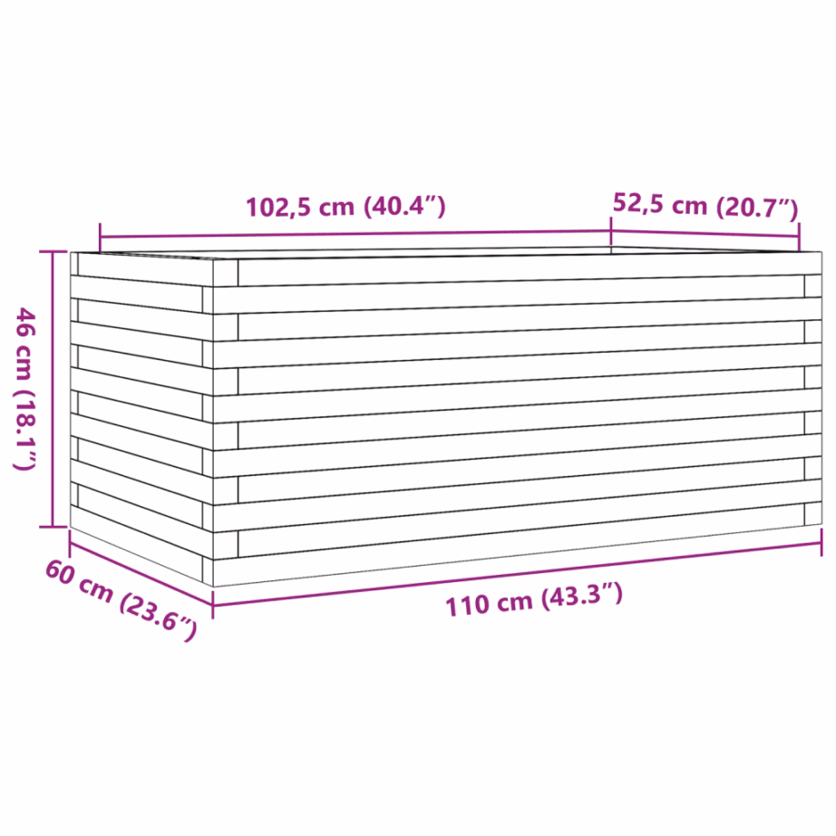 Aia taimekast valge männipuidust, 110 x 60 x 46 cm – 10