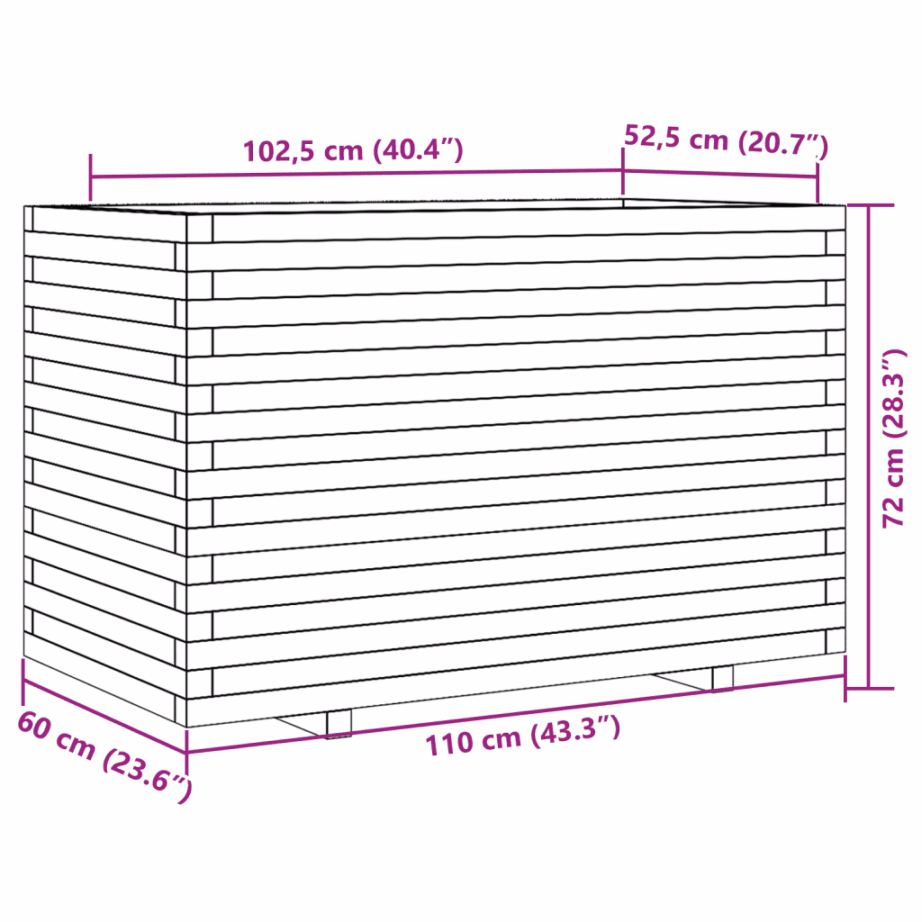 Aia taimekast männipuidust, valge, 110 x 60 x 72 cm – 10