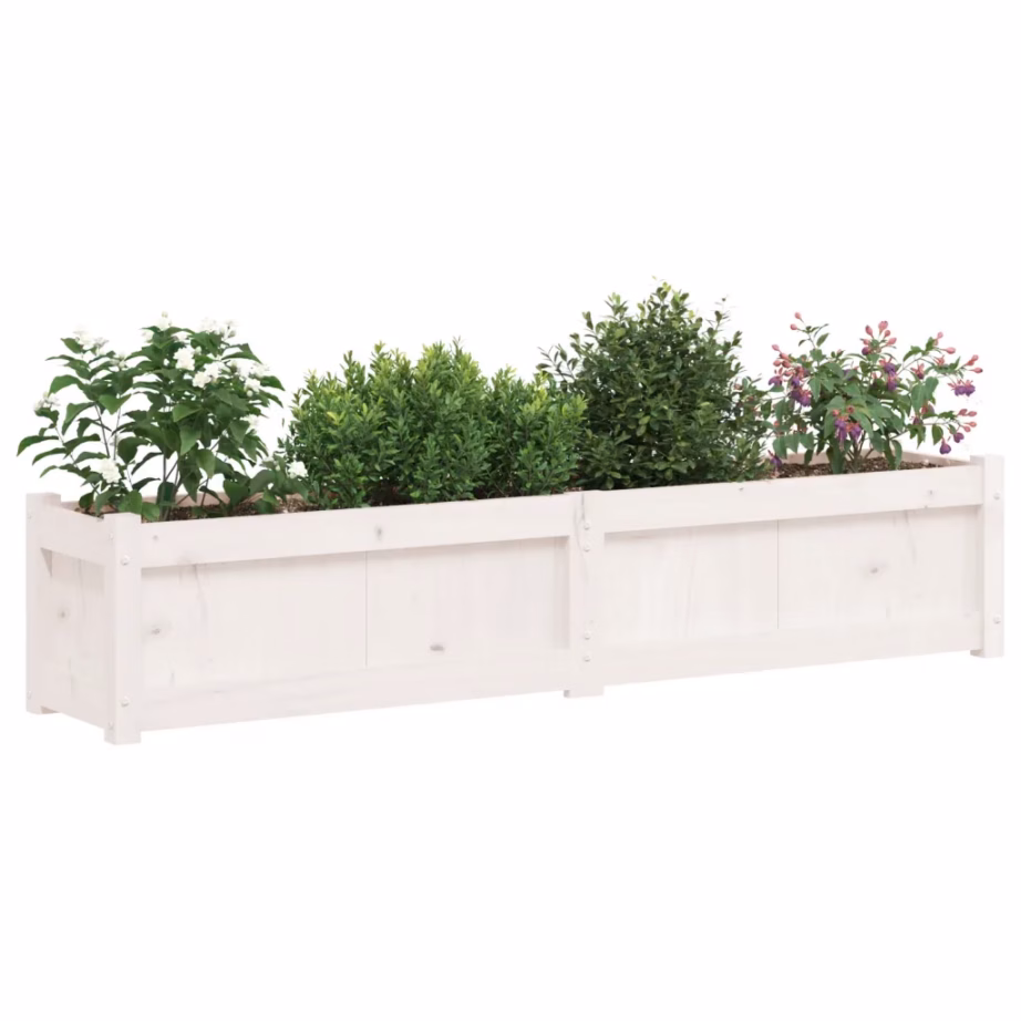 Valge männipuidust aia taimekast, 150 x 31 x 31 cm – 4