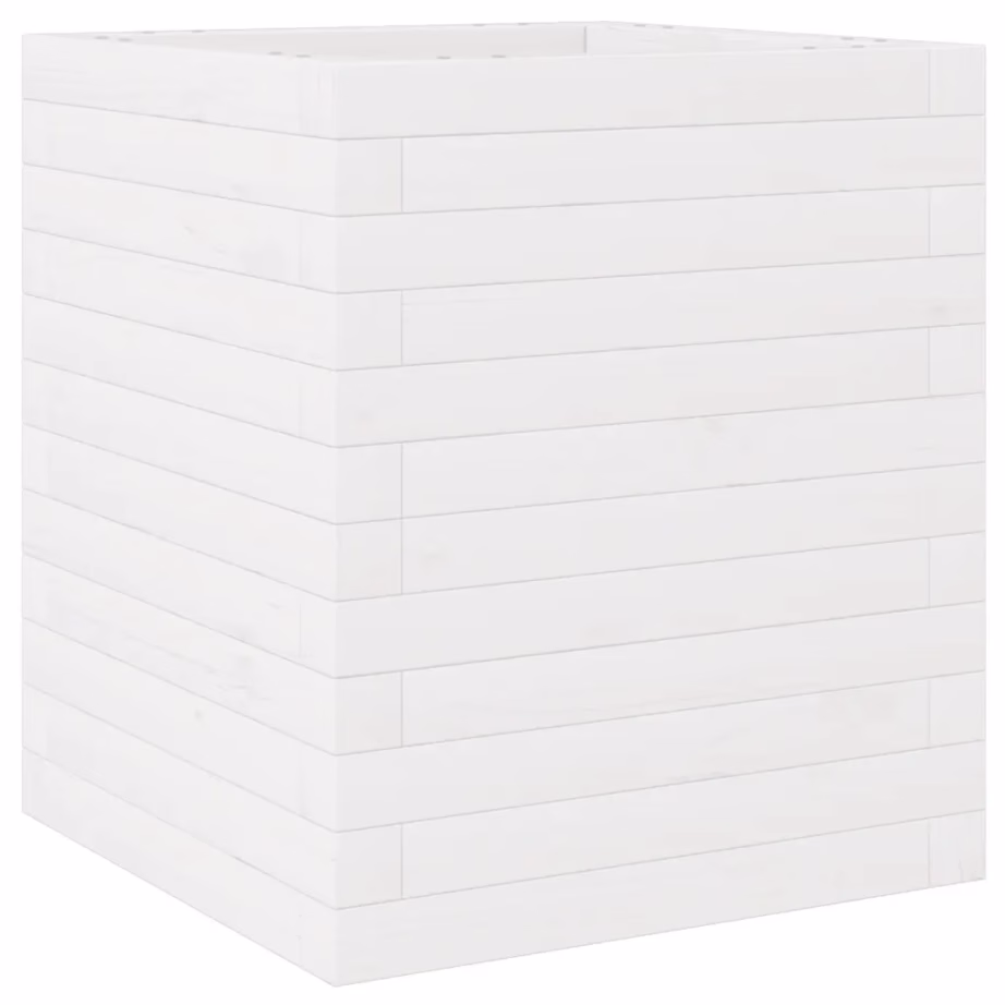 Valge männipuidust aia taimekast, 40 x 40 x 46 cm – 2