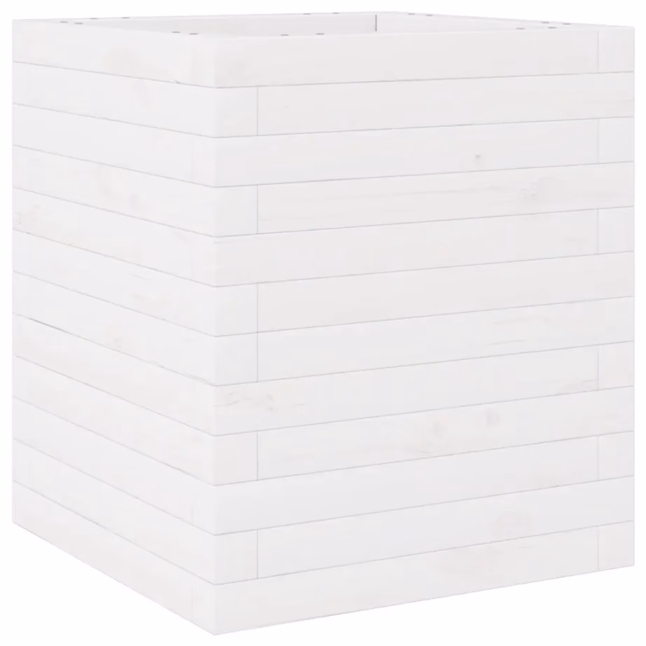 Valge männipuidust aia taimekast, 40 x 40 x 46 cm – 7