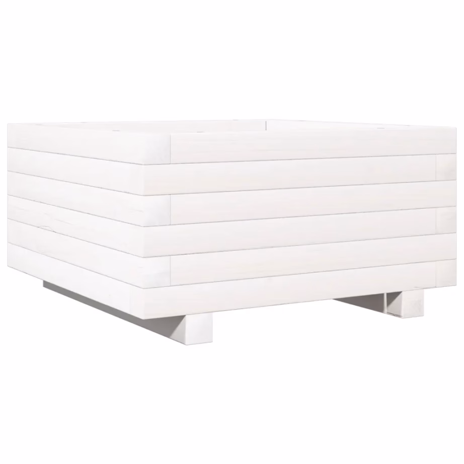 Valge männipuidust aia taimekast, 50 x 50 x 26,5 cm – 7