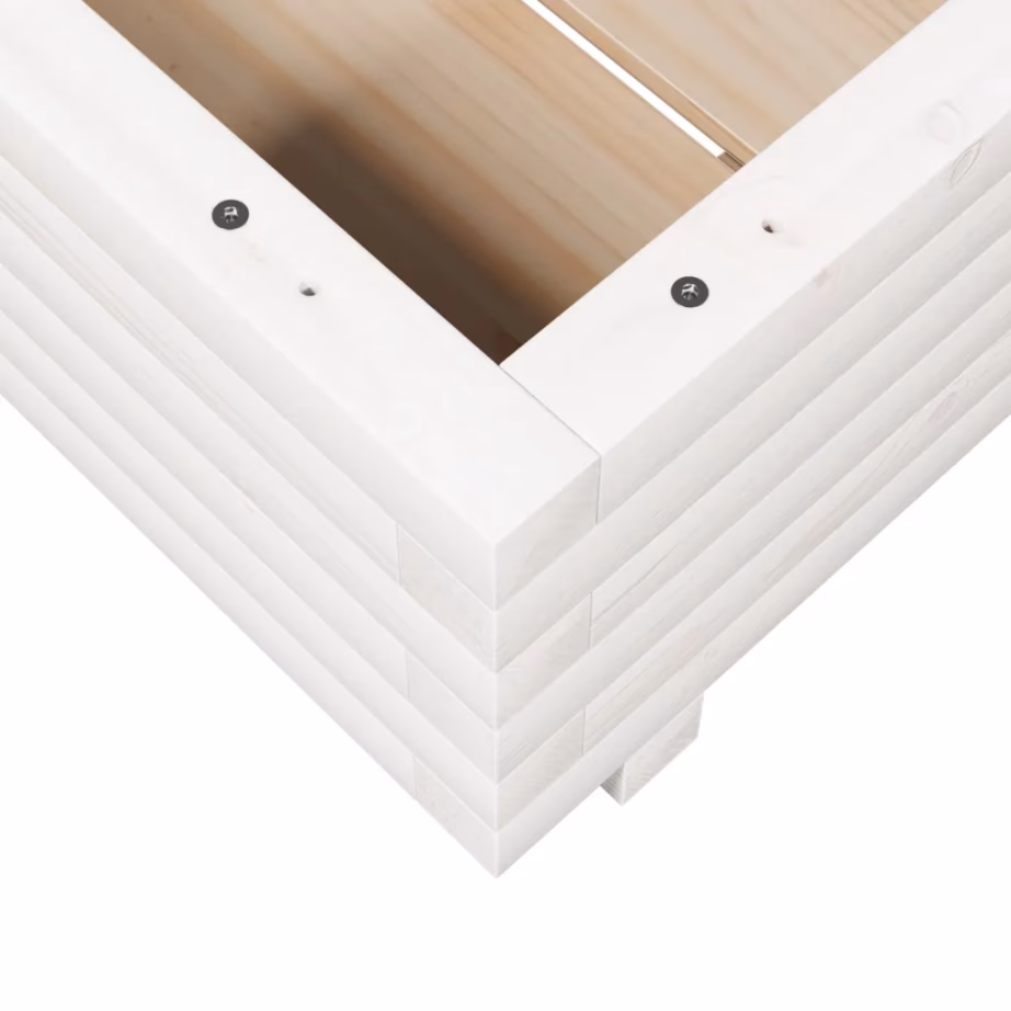 Valge männipuidust aia taimekast, 50 x 50 x 26,5 cm – 8