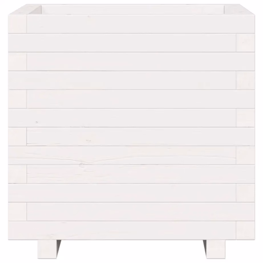 Valge männipuidust aia taimekast, 50 x 50 x 49,5 cm – 5