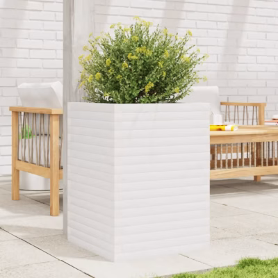 Valge männipuidust aia taimekast, 50 x 50 x 68,5 cm