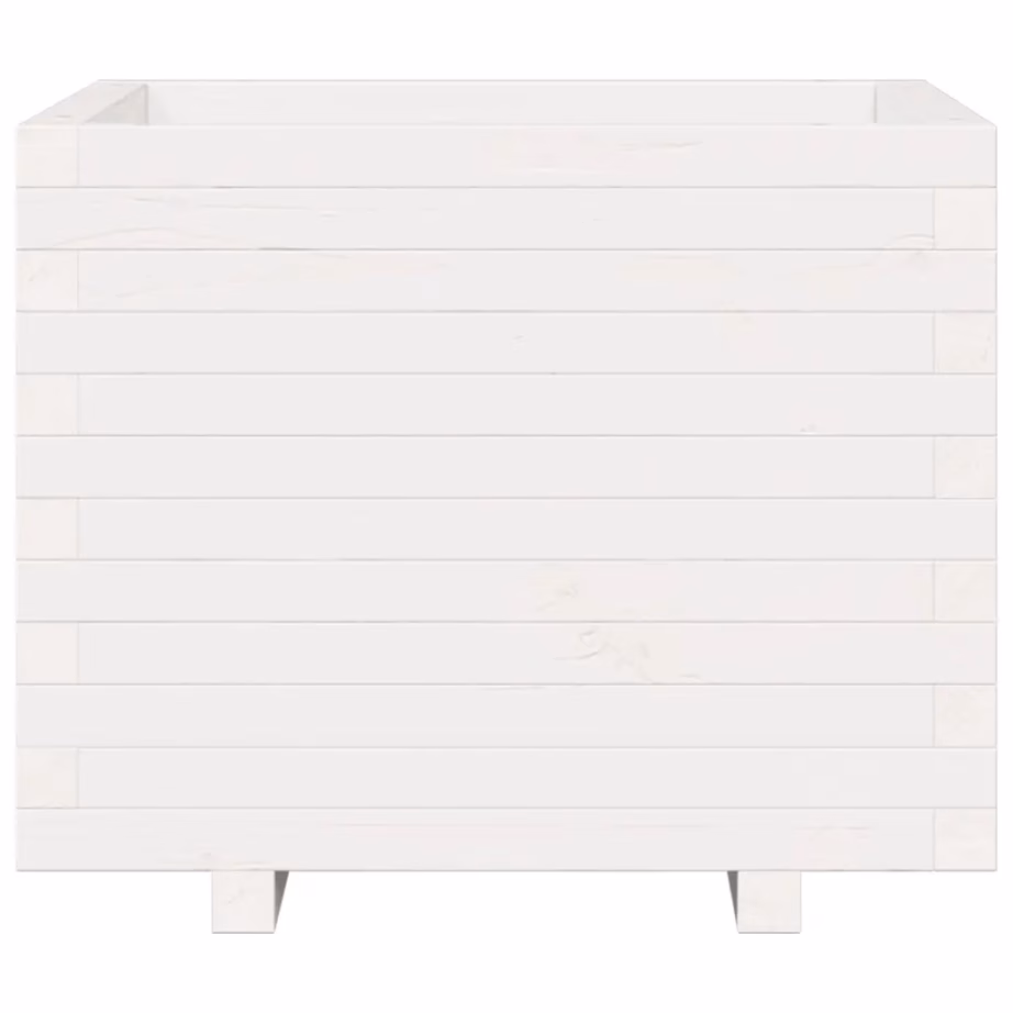 Valge männipuidust aia taimekast, 60 x 60 x 49,5 cm – 5