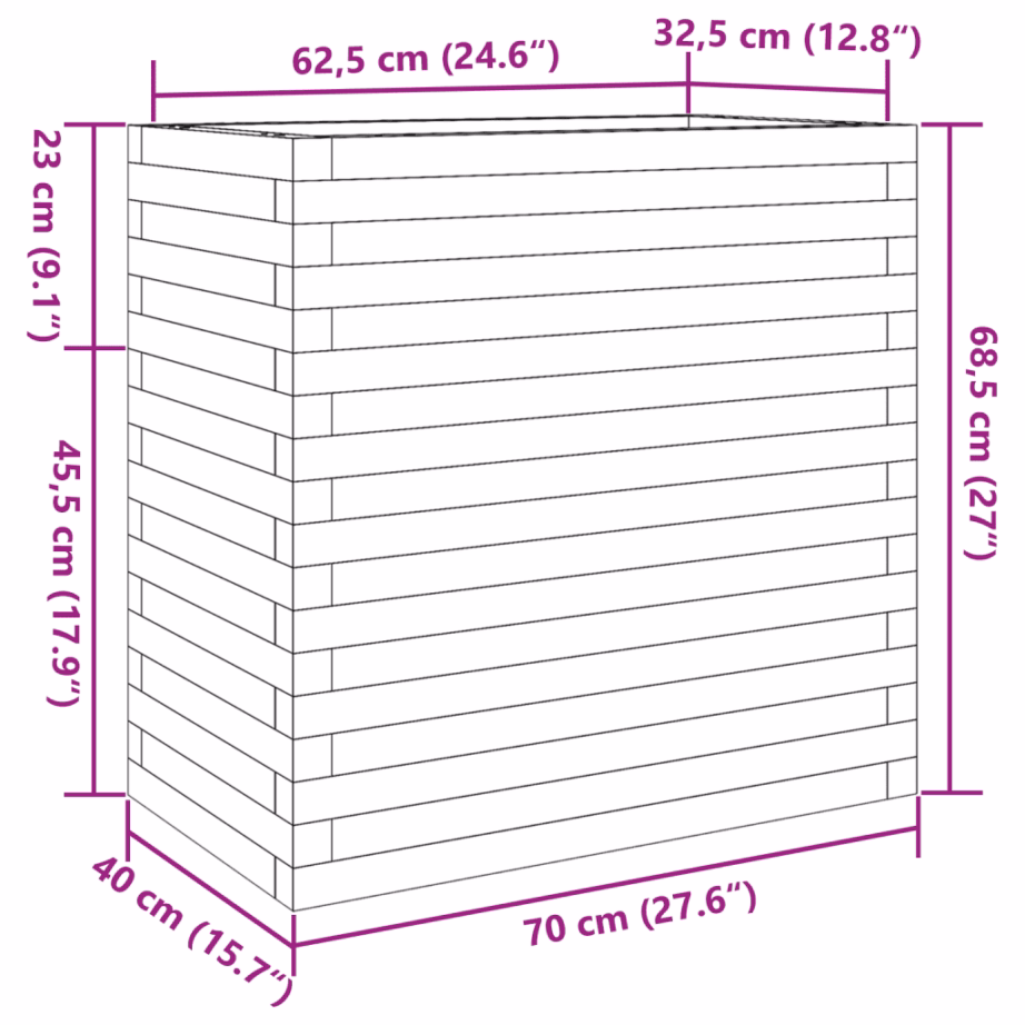 Valge männipuidust aia taimekast, 70 x 40 x 68,5 cm – 10