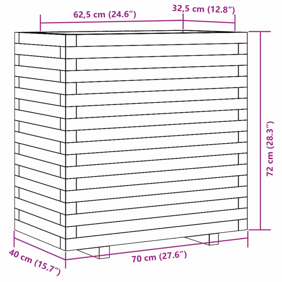 Valge männipuidust aia taimekast, 70 x 40 x 72 cm – 10