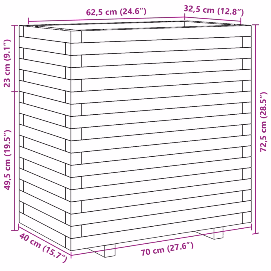 Valge männipuidust aia taimekast, 70 x 40 x 72,5 cm – 10