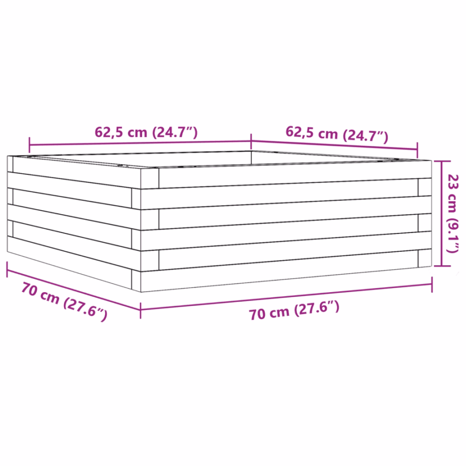 Aia taimekast männipuidust, valge, 70 x 70 x 23 cm – 10