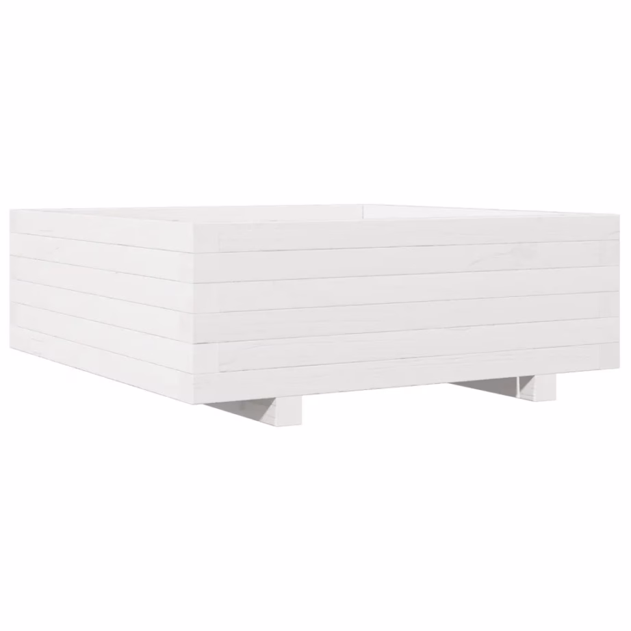 Valge männipuidust aia taimekast, 70 x 70 x 26,5 cm – 2