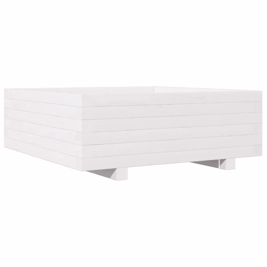 Valge männipuidust aia taimekast, 70 x 70 x 26,5 cm – 7