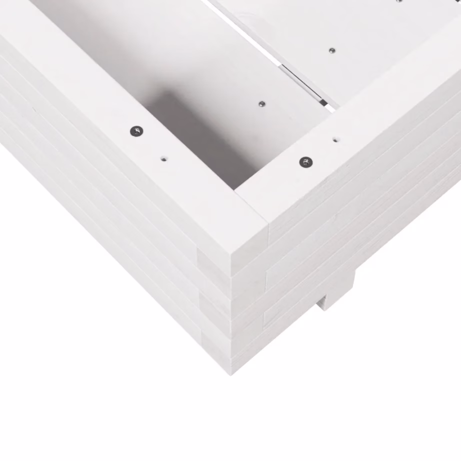 Valge männipuidust aia taimekast, 70 x 70 x 26,5 cm – 8