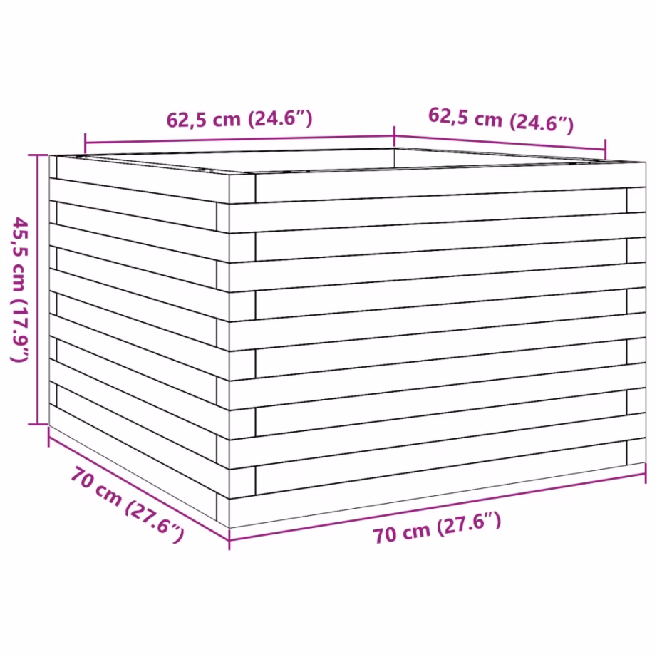 Männipuidust aia taimekast, valge, 70 x 70 x 45,5 cm – 10