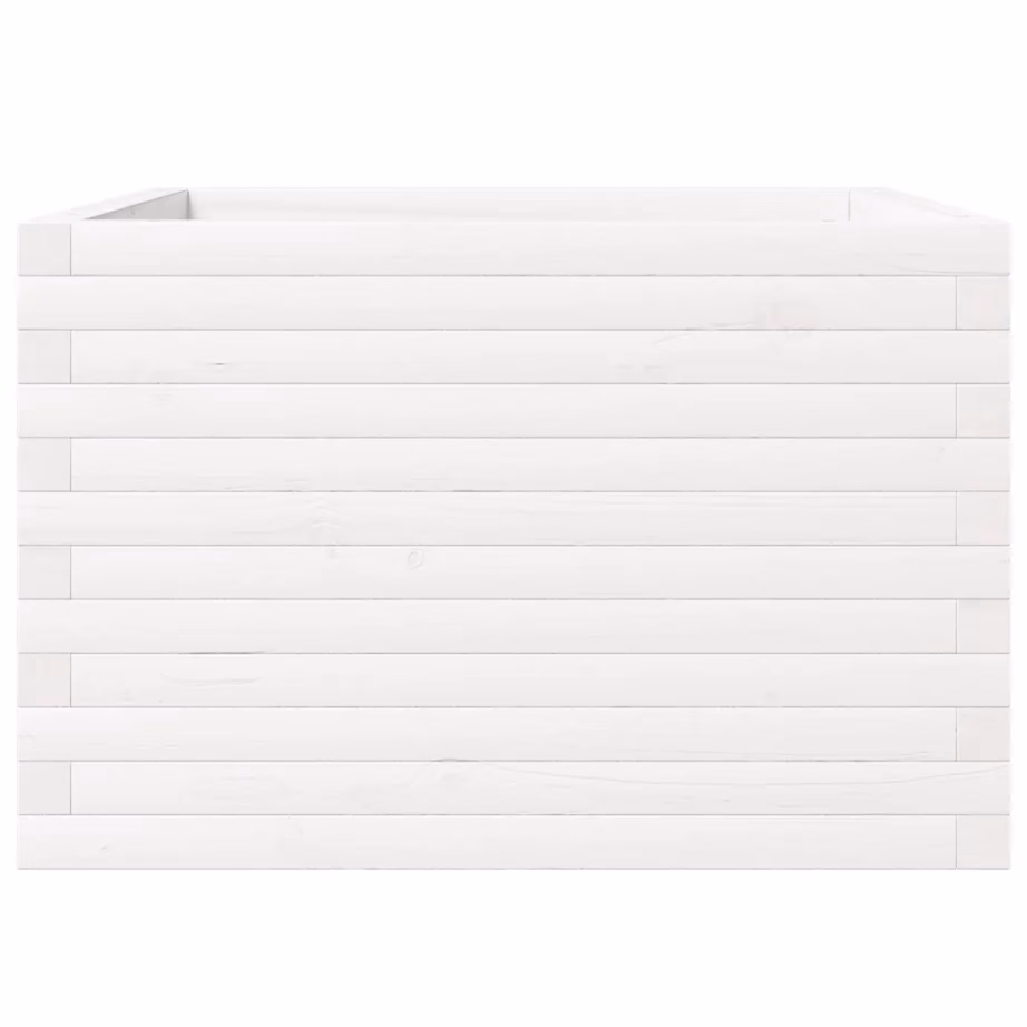 Valge männipuidust aia taimekast, 70 x 70 x 46 cm – 6