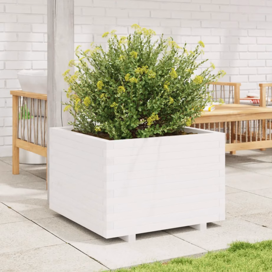 Aia taimekast, valge männipuidust, 70 x 70 x 49,5 cm – 3