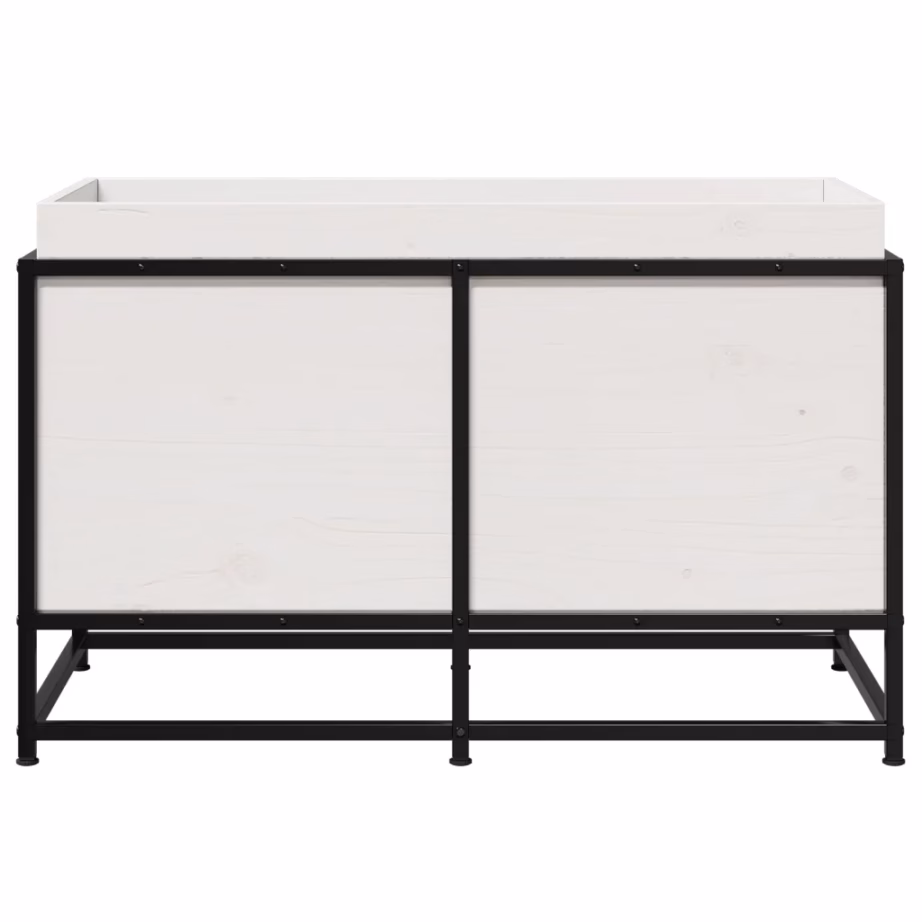 Aia taimekast terasraamiga, valge männipuidust, 80 x 40 x 50 cm – 5