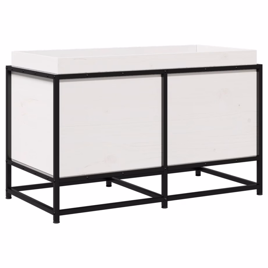 Aia taimekast terasraamiga, valge männipuidust, 80 x 40 x 50 cm – 7