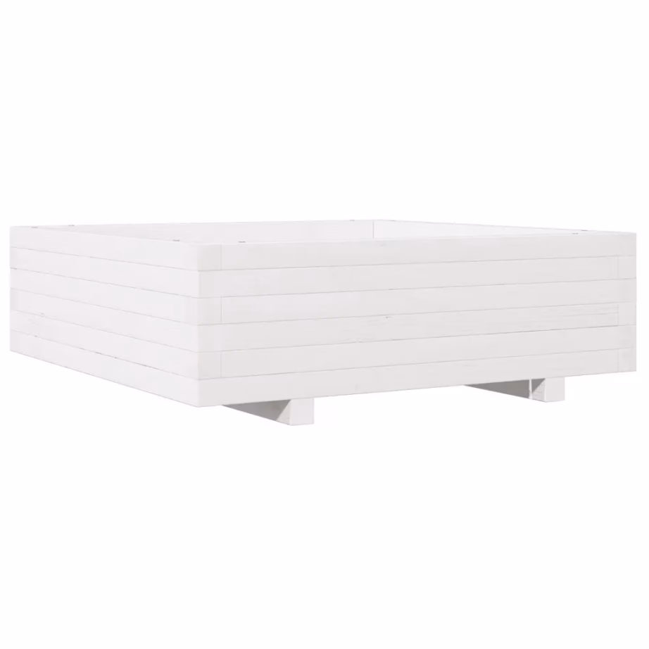 Valge männipuidust aia taimekast, 80 x 80 x 26,5 cm – 2