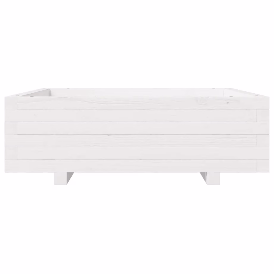Valge männipuidust aia taimekast, 80 x 80 x 26,5 cm – 5