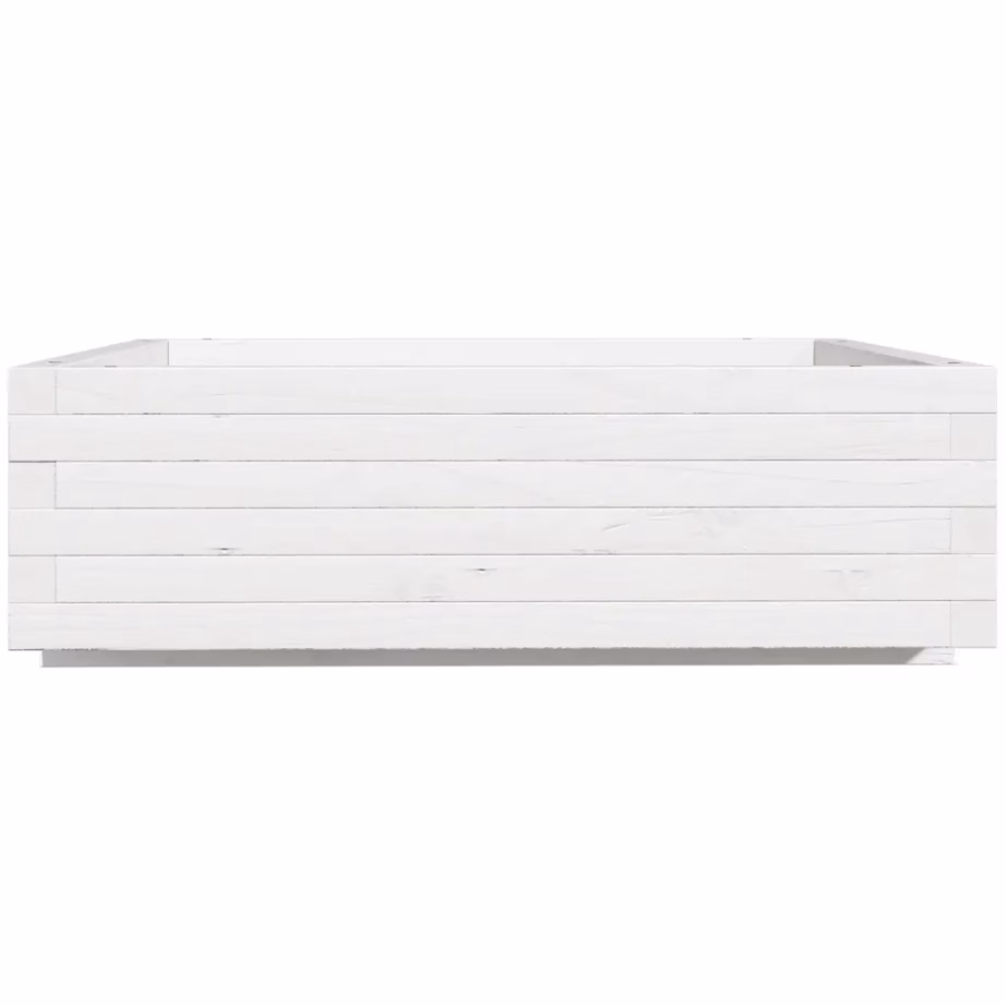 Valge männipuidust aia taimekast, 80 x 80 x 26,5 cm – 6