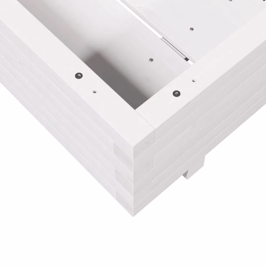 Valge männipuidust aia taimekast, 80 x 80 x 26,5 cm – 8