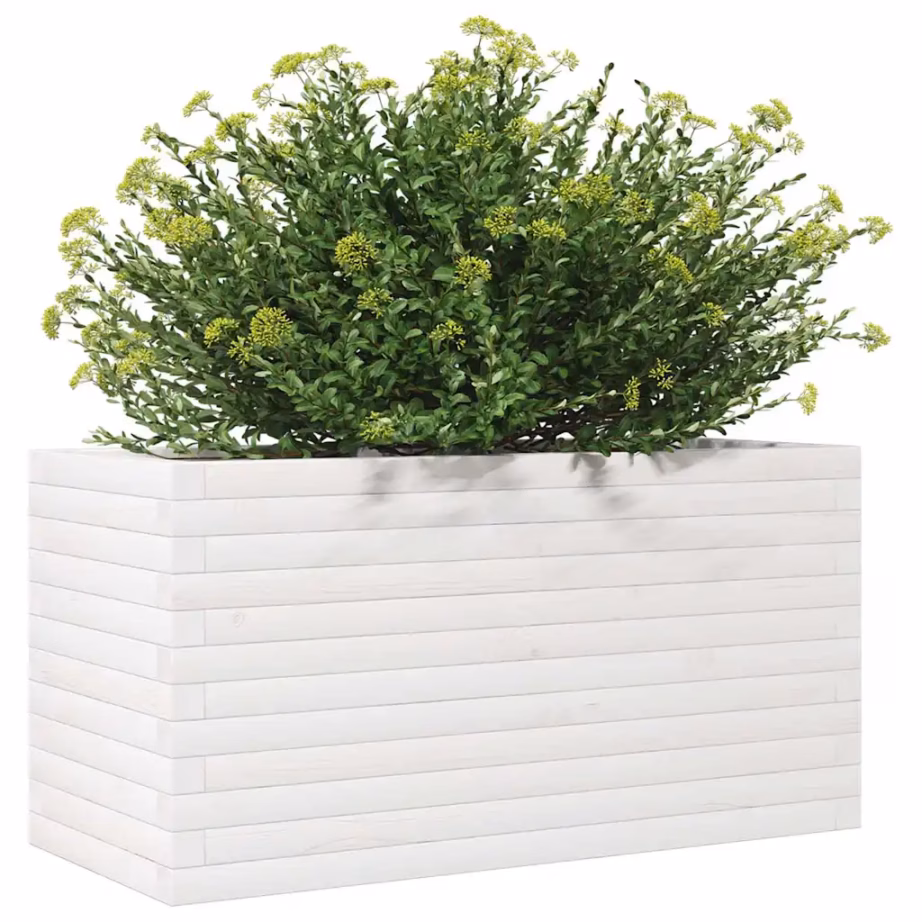 Valge männipuidust aia taimekast, 90 x 40 x 45,5 cm – 4