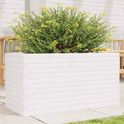 Valge männipuidust aia taimekast, 90 x 40 x 46 cm