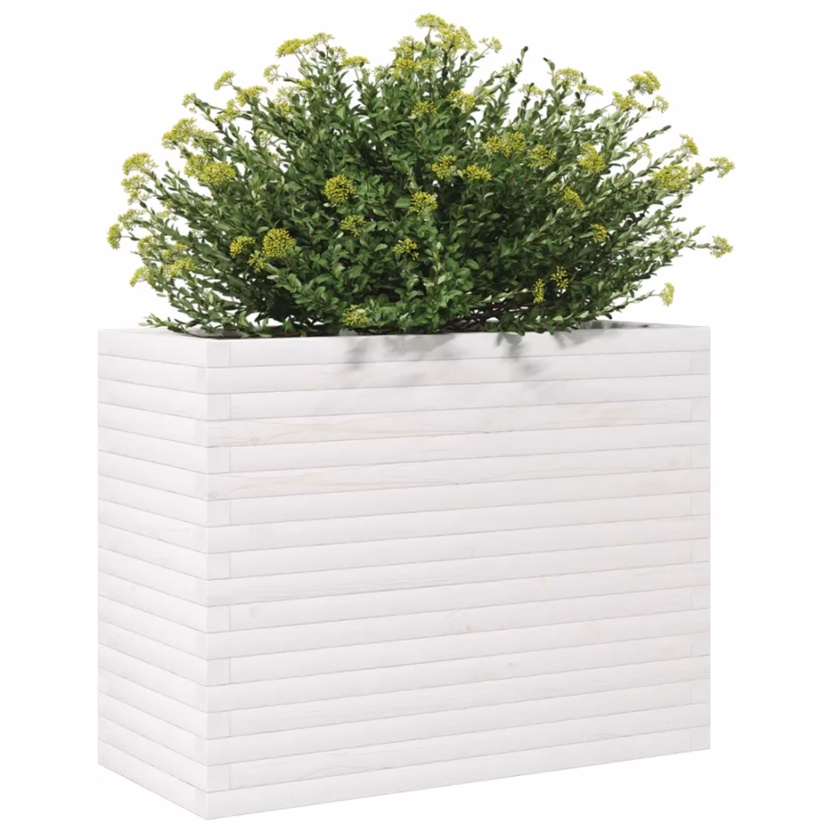 Valge männipuidust aia taimekast 90 x 40 x 68,5 cm – 4