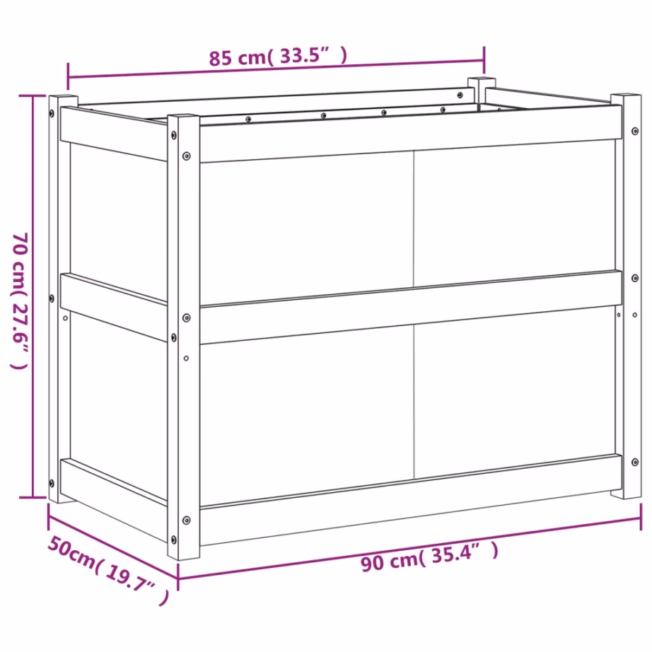 Männipuidust aia taimekast, valge, 90 x 50 x 70 cm – 11