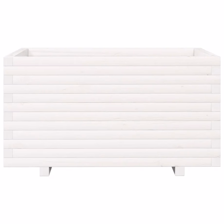 Valge männipuidust aia taimekast, 90 x 60 x 49,5 cm – 5