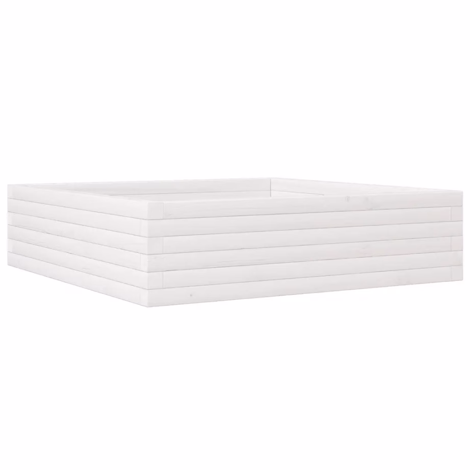 Valge männipuidust aia taimekast, 90 x 90 x 23 cm – 2
