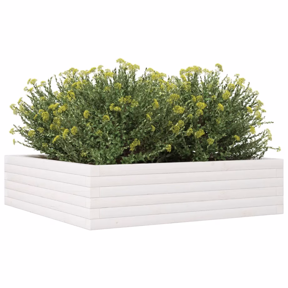 Valge männipuidust aia taimekast, 90 x 90 x 23 cm – 4