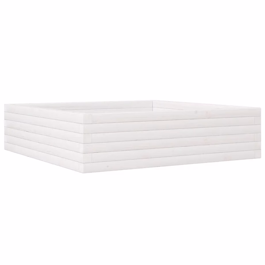 Valge männipuidust aia taimekast, 90 x 90 x 23 cm – 7