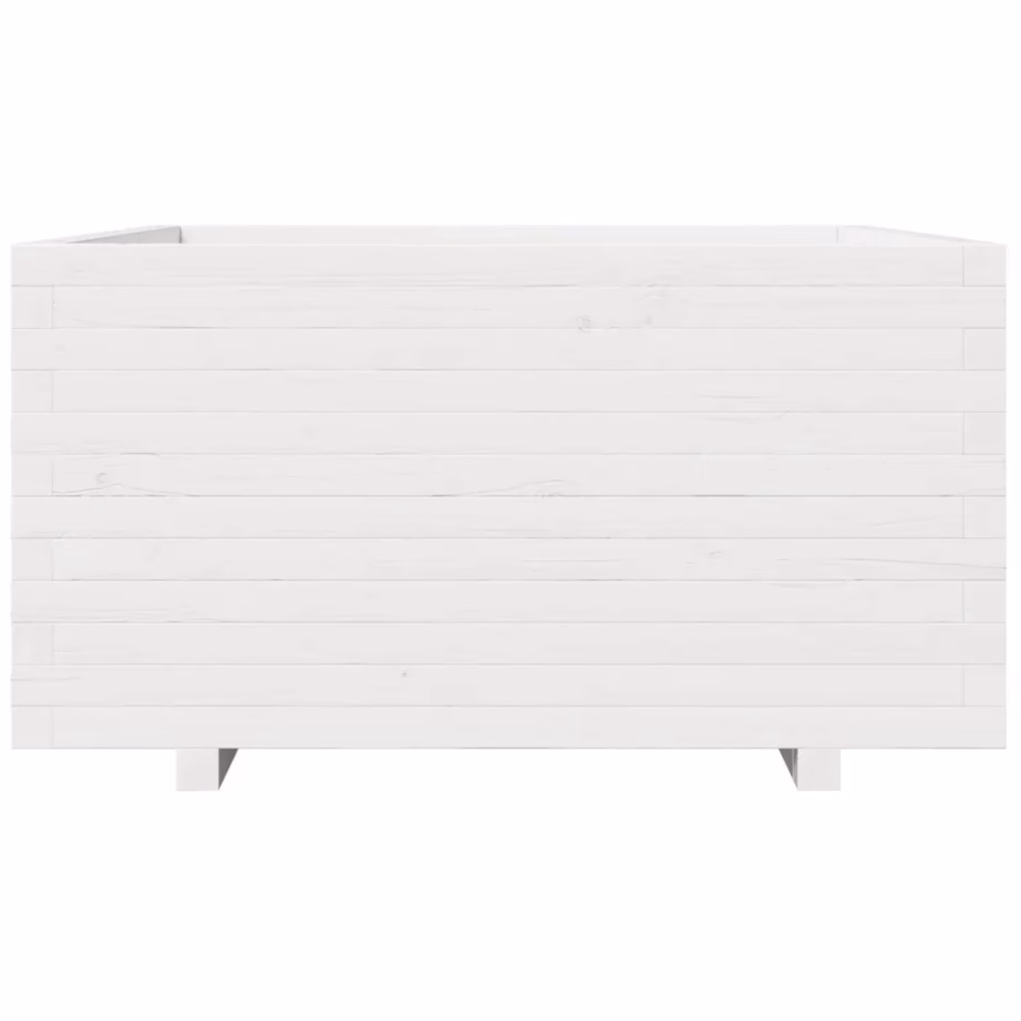 Valge täismännipuidust aia taimekast, 90 x 90 x 49,5 cm – 5