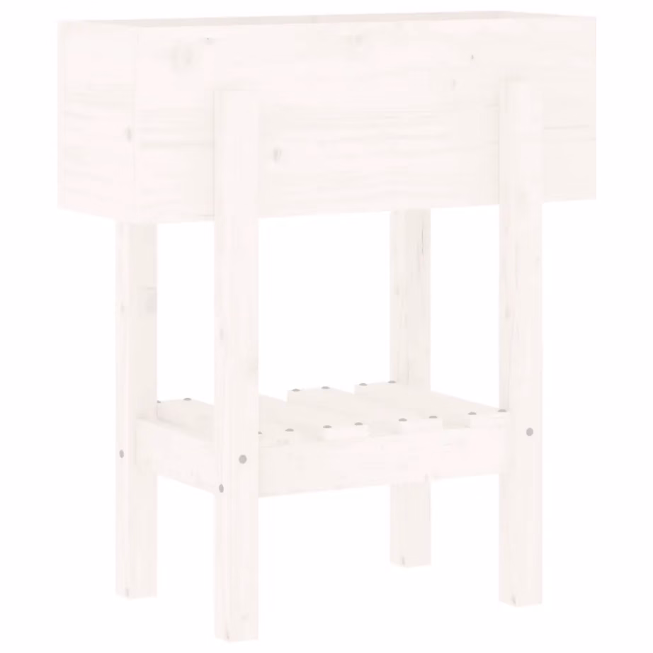 Aia taimekast riiuliga, valge männipuit, 62 x 30 x 69 cm – 2