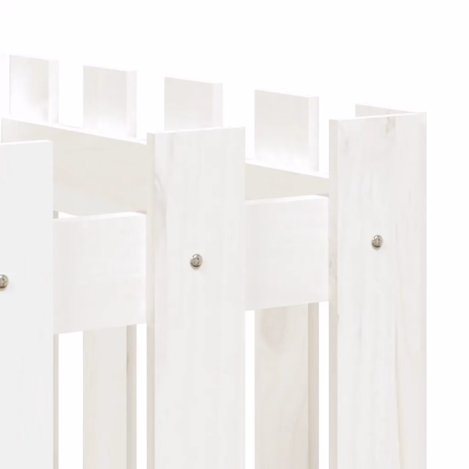 Valge aia disainiga kõrgendatud taimelava, männipuidust, 200 x 50 x 50 cm – 7