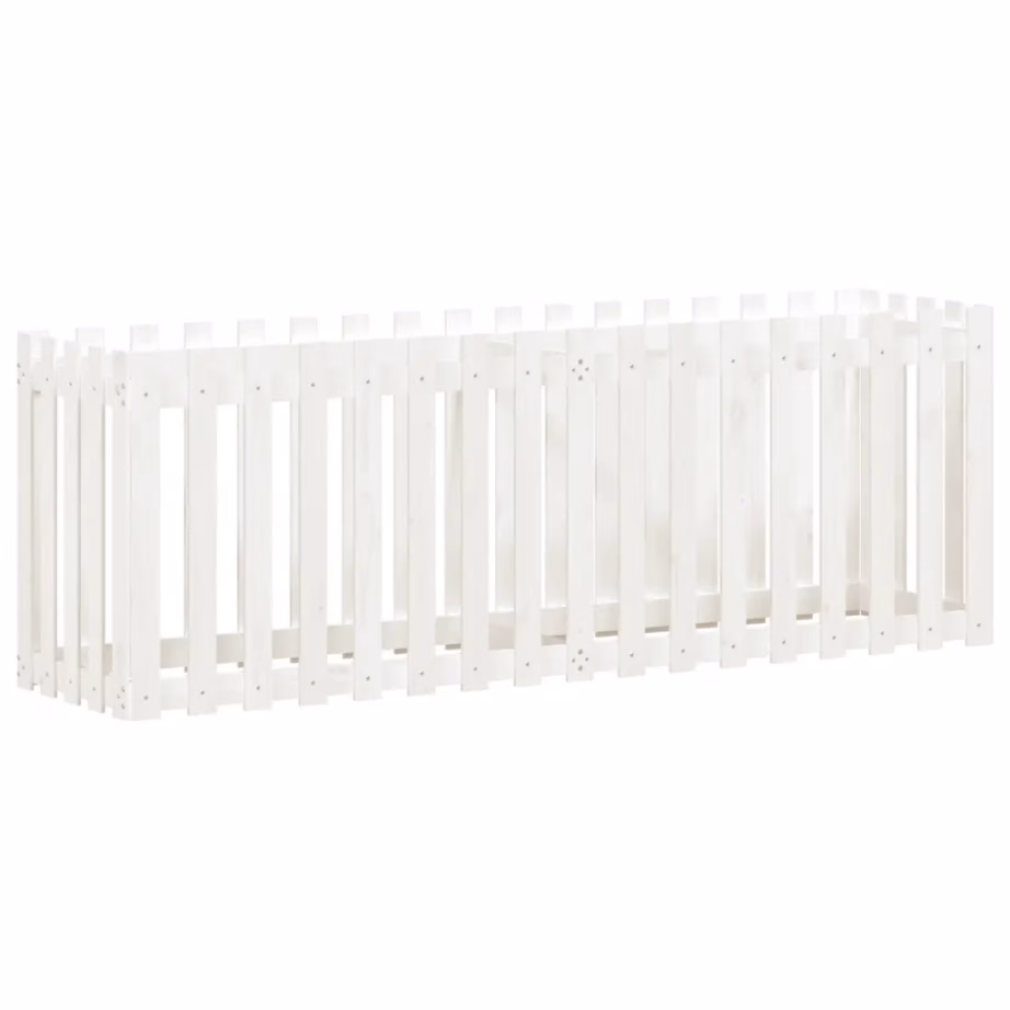 Valge männipuidust aia disainiga kõrgendatud taimelava, 200 x 50 x 70 cm – 4