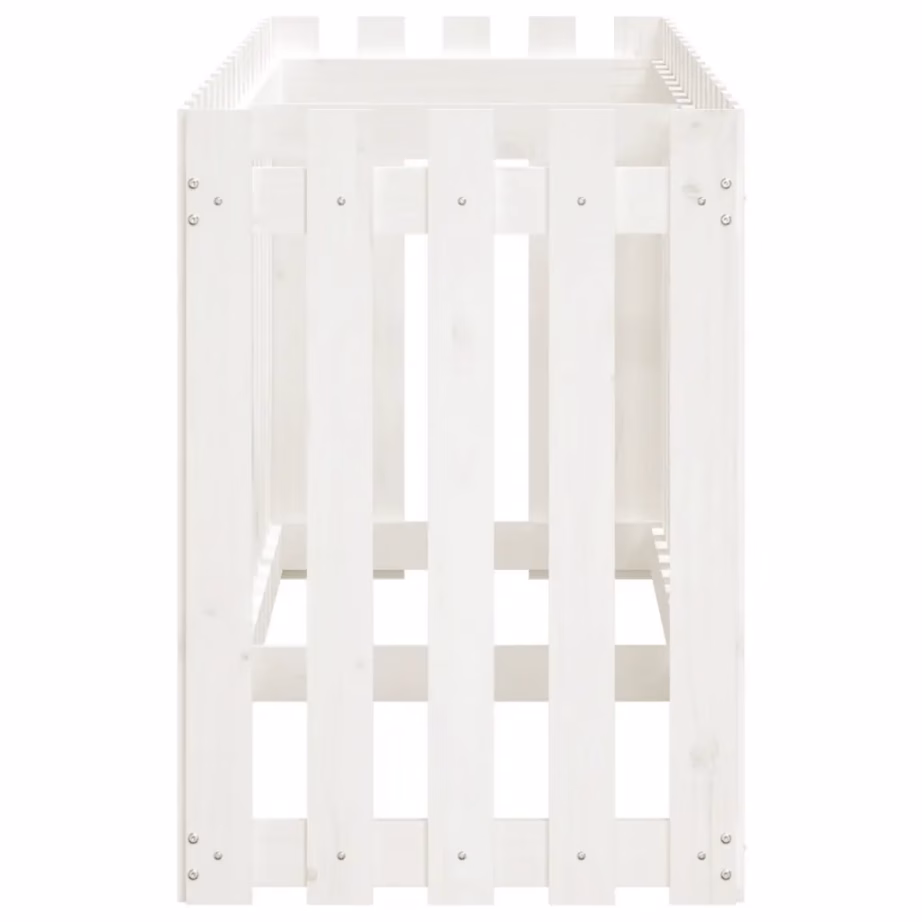 Valge männipuidust aia disainiga kõrgendatud taimelava, 200 x 50 x 70 cm – 6