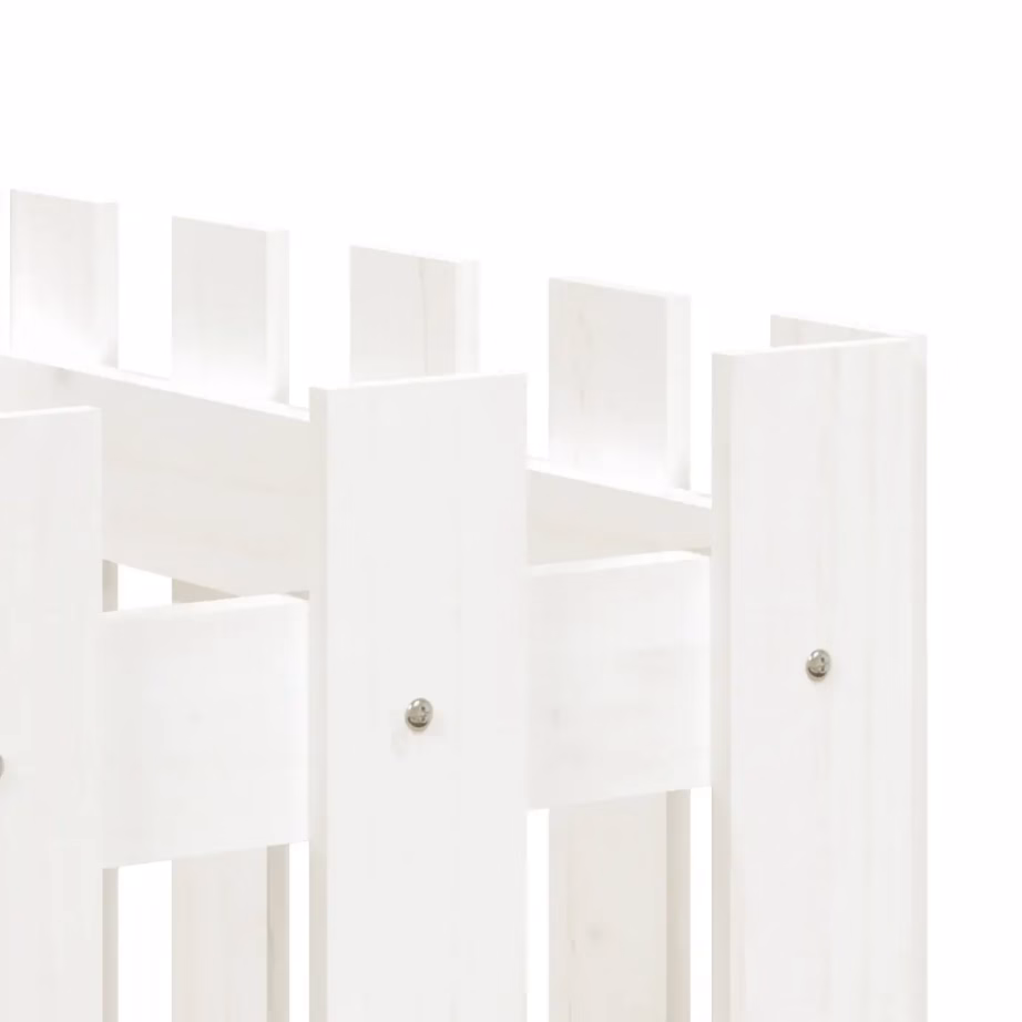 Valge männipuidust aia disainiga kõrgendatud taimelava, 200 x 50 x 70 cm – 7