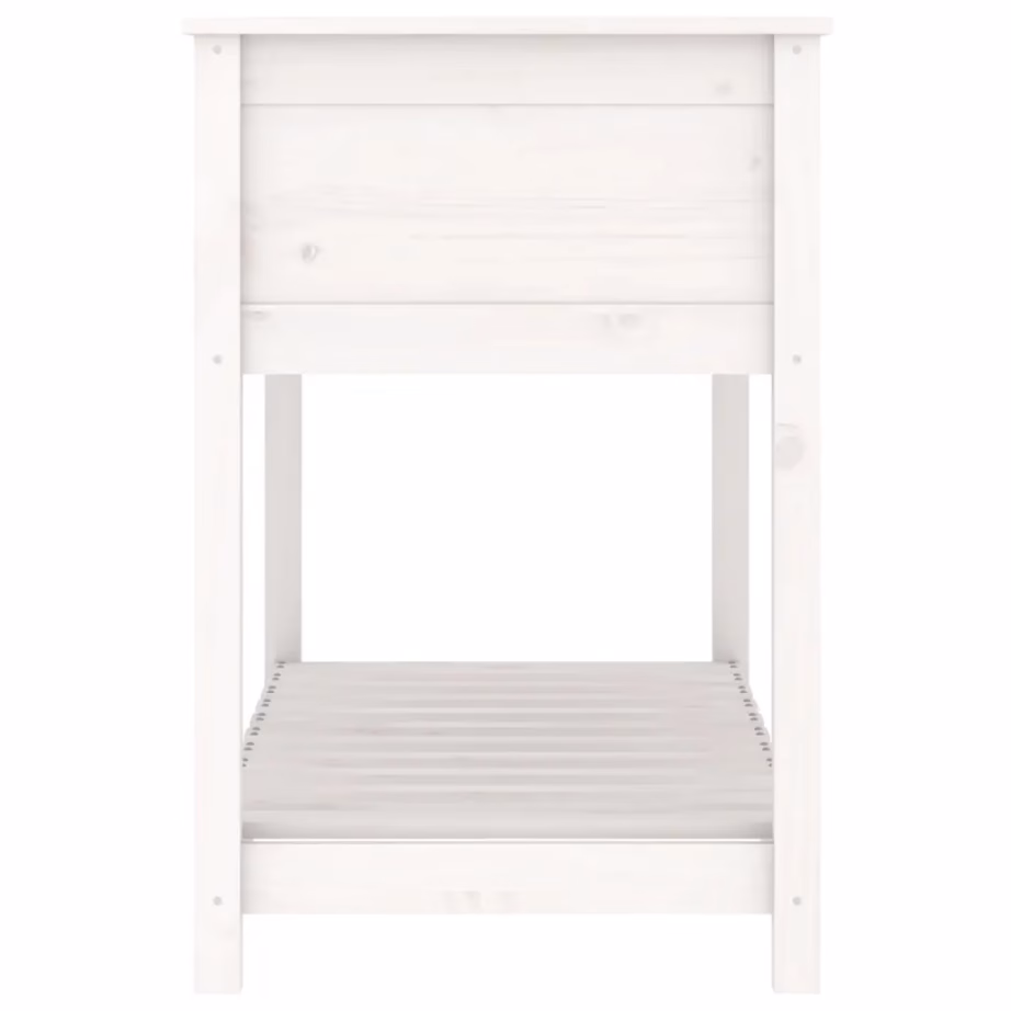 Kõrgendatud riiuliga taimekast, valge männipuidust, 111,5 x 54 x 81 cm – 6