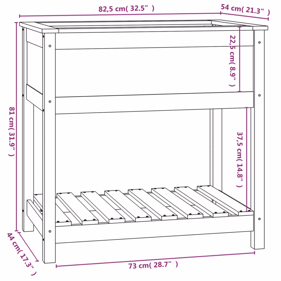 Riiuliga taimekast elutuppa ja rõdule, valge männipuit, 82,5 x 54 x 81 cm – 8
